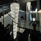 Extra Large Spiral Tiered Long Crystal Chandelier Luxury Crystal Tassel Light for Staircase / entryway