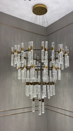 Oversized Modern Luxury 4-Tiered Bubble Crystal Icicle Chandelier for High-Ceiling