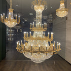 Luxury Empire Multi-Tiered Candle Crystal Chandelier with Gold Finish, High-Quality K9 Crystal and Brass