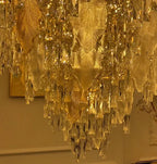 Multi-Tiered Leaf Crystal Chandelier for Living Room