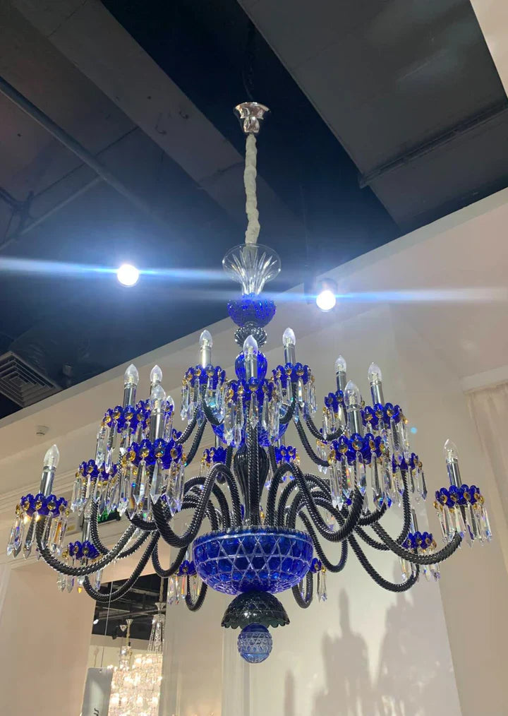 Luxury Candle Light Blue&black Crystal Chandelier for Bedroom