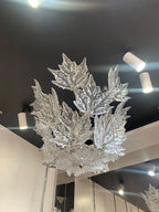 Modern Creative Clear Crystal Maple Leaf Chandelier for Living Room / bedroom