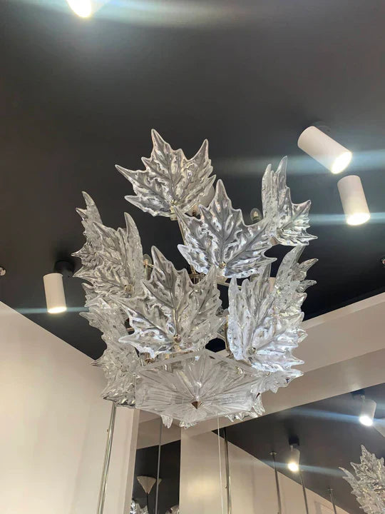 Modern Creative Clear Crystal Maple Leaf Chandelier for Living Room / bedroom