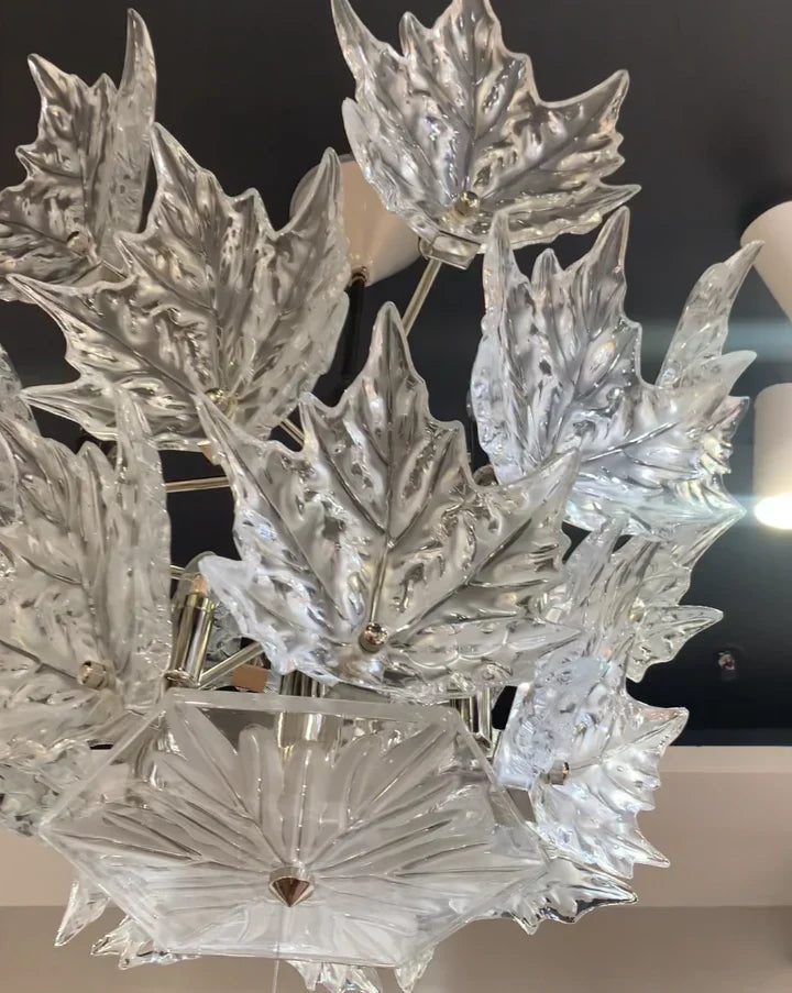 Modern Creative Clear Crystal Maple Leaf Chandelier for Living Room / bedroom