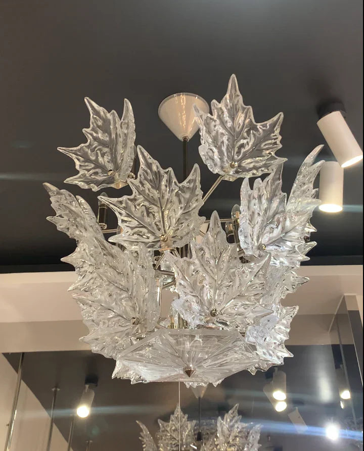 Modern Creative Clear Crystal Maple Leaf Chandelier for Living Room / bedroom