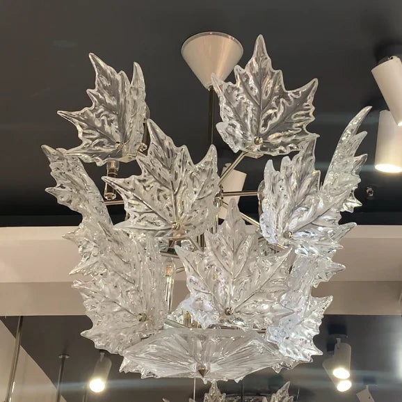 Modern Creative Clear Crystal Maple Leaf Chandelier for Living Room / bedroom