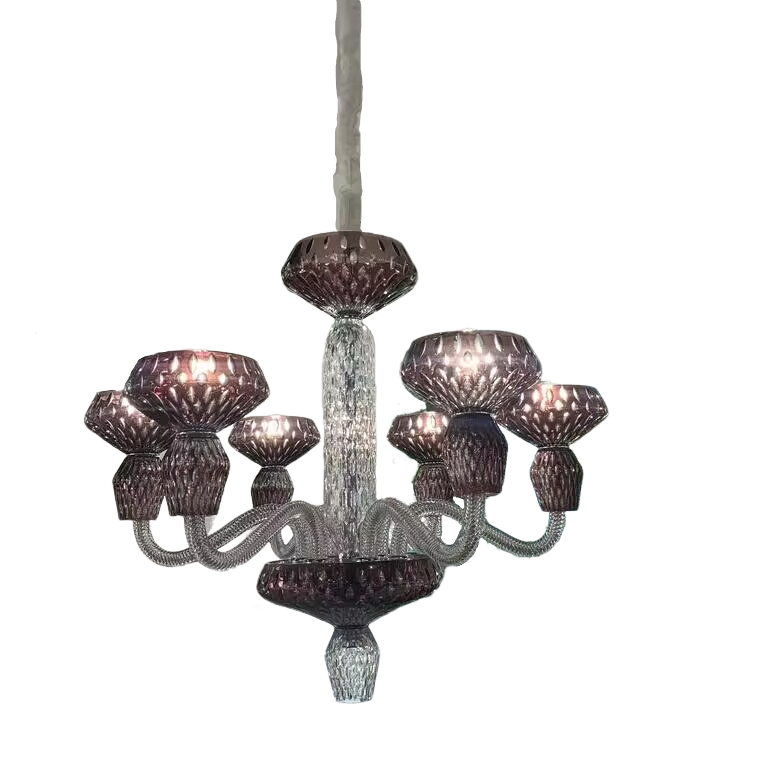 Luxury Hand-Engraved Clear / blue / prune Crystal Chandelier