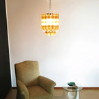 Quadriedri Murano Prisms Amber Transparent Chandelier