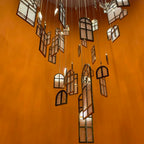 Modern Creative Round Floating Glass Windows Chandelier for Living Room / hotel / restaurant