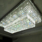 Rectangle Flush Mount Golden Crystal Chandelier Light