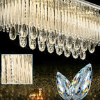 Rectangle Kitchen Island Crystal Drops Chandelier Ceiling Pendant Light for Long Dining Table