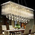 Rectangle Kitchen Island Crystal Drops Chandelier Ceiling Pendant Light for Long Dining Table