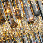 Rectangle Flush Mounted Living Room Chandelier Crystal Ceiling Light for Long Dining Table