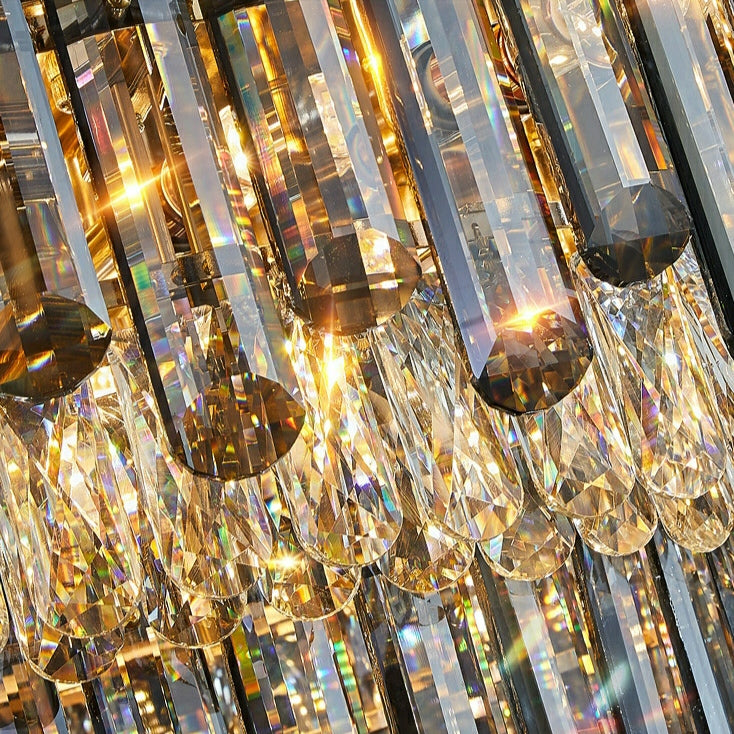 Rectangle Flush Mounted Living Room Chandelier Crystal Ceiling Light for Long Dining Table