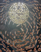 Modern Artistic Unique Golden Dragon Egg Pendant Ceiling Light for Staircase / Sales Center / Hotel