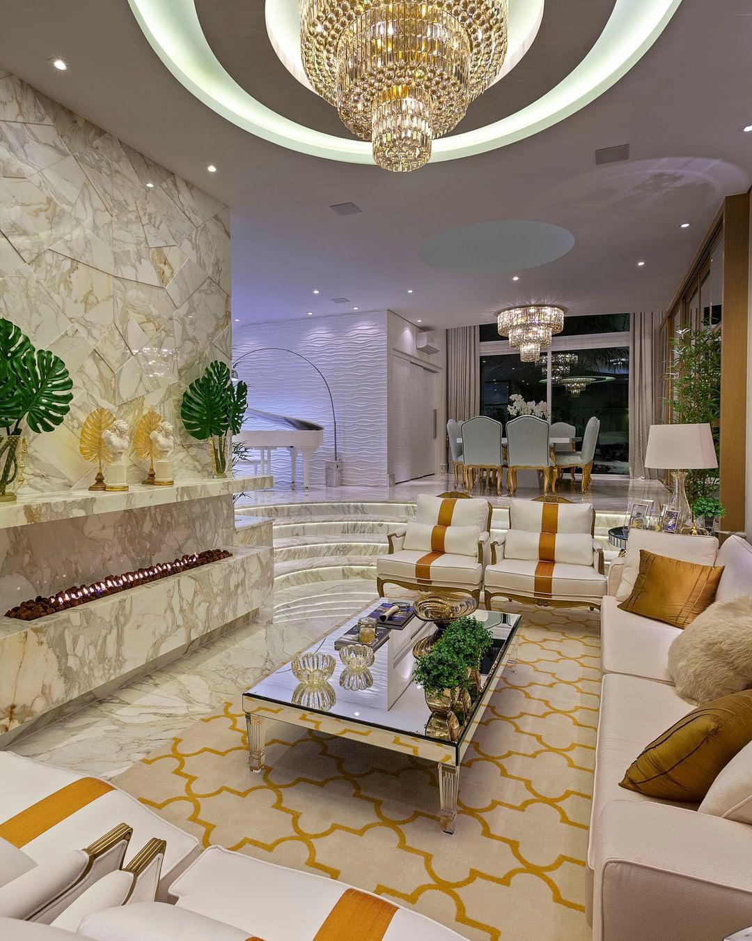 Extra Large Gold Flush Mount Crystal Light Round 3-Layers Decorative Living Room / dining Room Light