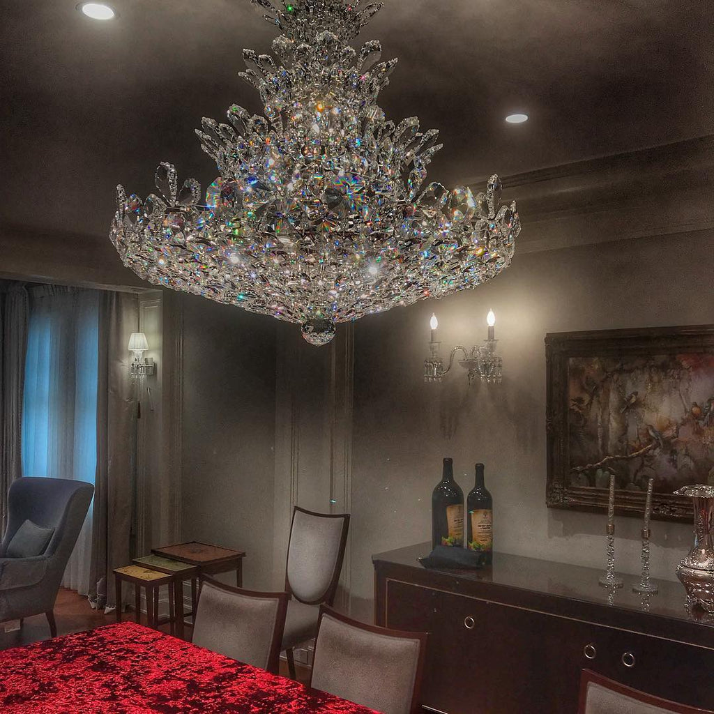 Luxury Empire-Shaped Floral Crystal Chandelier with K9 Crystal Finish for Foyer and Living Room
