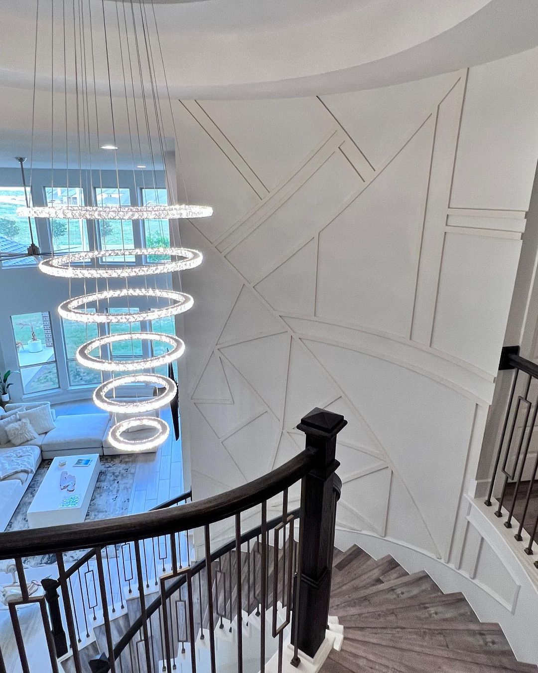 Light Luxury 5 / 6 / 7 Rings Crystal Chandelier for Staircase / foyer / villa