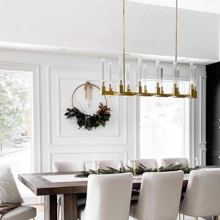 Modern Linear Round / linear Tubular Glass Chandelier for Dining Room / kitchen Island