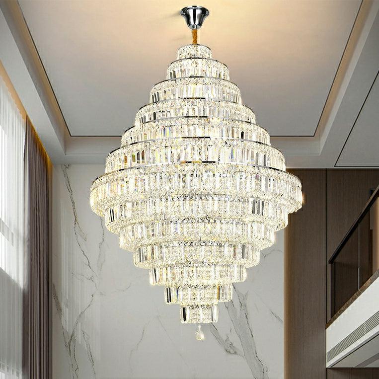 Chrome / Silver / Gold Extra Large Chandelier for Foyer Living Room Staircase Crystal Ceiling Lighting
