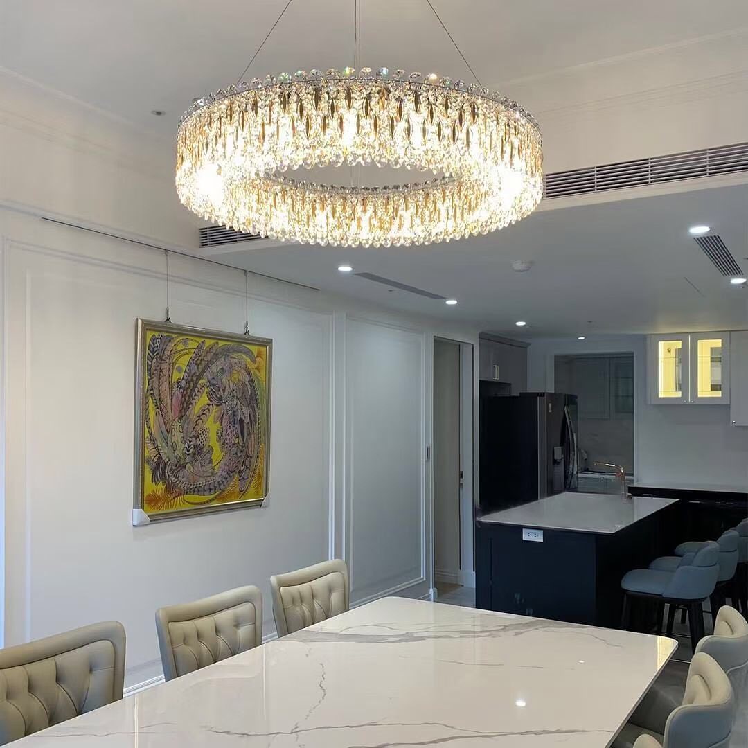 Light Luxury Crystal Beads Drum Collection Flush Mounted / rectangle / round Chandelier