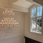 Traditional Candle-Shaped Crystal Chandelier with K9 Crystal Finish for Staircase Foyer Living