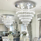 Modern Flush Mount Crystal Raindrop Chandelier for Living / dining Room