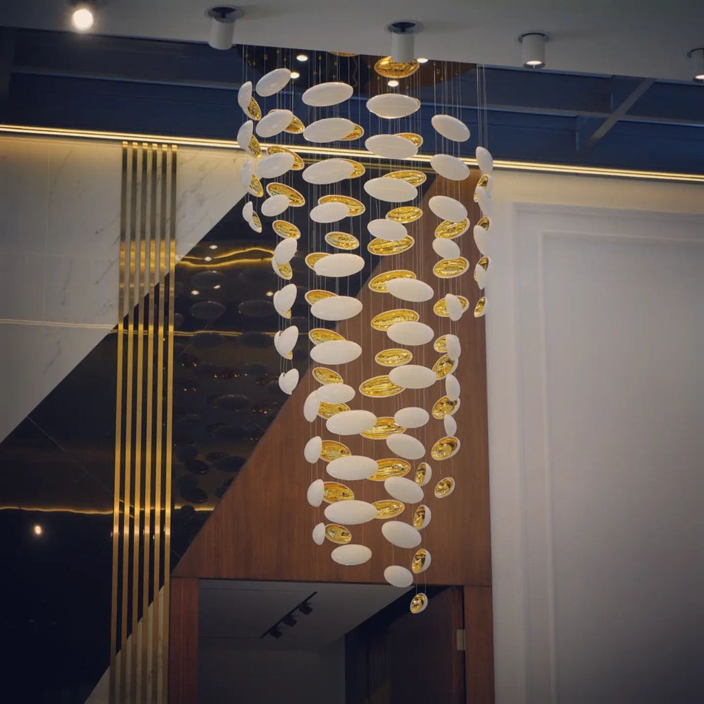 Modern Artistic Unique Golden Dragon Egg Pendant Ceiling Light for Staircase / Sales Center / Hotel