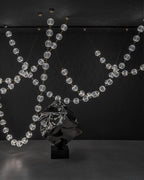 Modern Acrylic Ball Necklace Chandelier with Brass Finish for Living Room Staircase Foyer Entryway