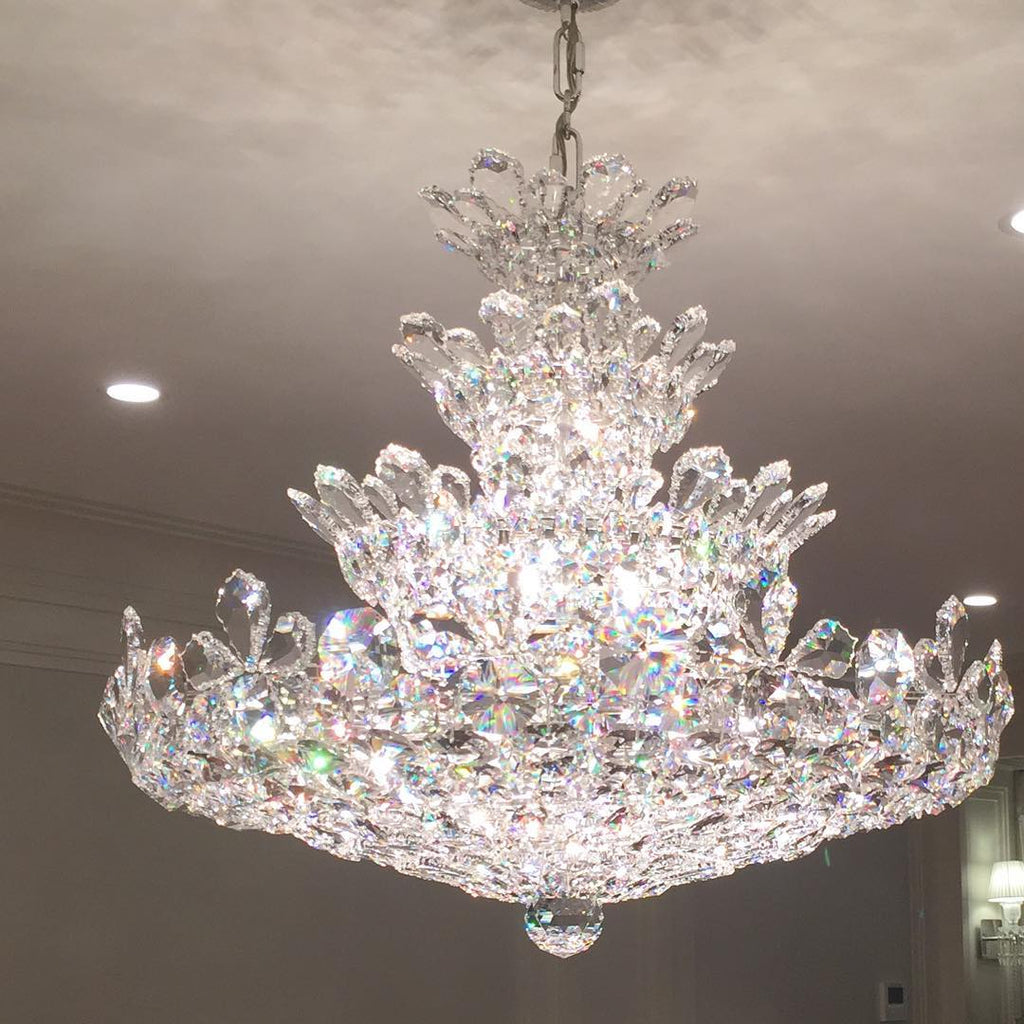 Luxury Empire-Shaped Floral Crystal Chandelier with K9 Crystal Finish for Foyer and Living Room