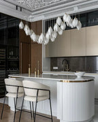 Nordic Magnolia Flower Ceramic Chandelier with Rectangular Metal Canopy