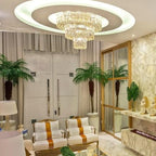 Extra Large Gold Flush Mount Crystal Light Round 3-Layers Decorative Living Room / dining Room Light