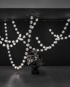 Modern Acrylic Ball Necklace Chandelier with Brass Finish for Living Room Staircase Foyer Entryway