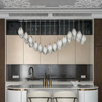 Nordic Magnolia Flower Ceramic Chandelier with Rectangular Metal Canopy