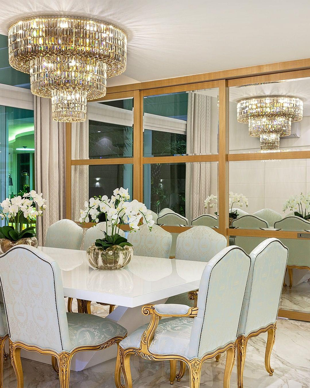 Extra Large Gold Flush Mount Crystal Light Round 3-Layers Decorative Living Room / dining Room Light