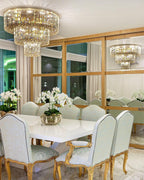 Extra Large Gold Flush Mount Crystal Light Round 3-Layers Decorative Living Room / dining Room Light