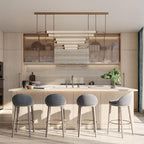 Minimalism Brass Ellipse LED Chandelier Horizontal Design for Kitchen Island and Dining Room
