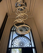 Modern Round Layered Crystal Chandelier with K9 Crystals and Stainless Steel Finish for High Ceiling