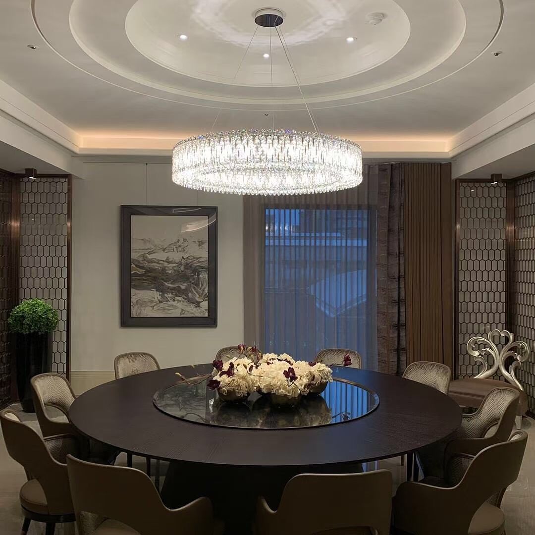 Light Luxury Crystal Beads Drum Collection Flush Mounted / rectangle / round Chandelier