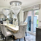 Modern Flush Mount Crystal Raindrop Chandelier for Living / dining Room