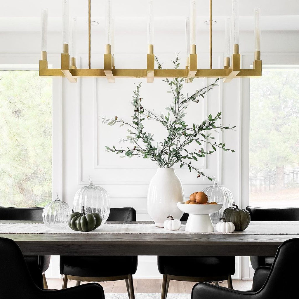 Modern Linear Round / linear Tubular Glass Chandelier for Dining Room / kitchen Island