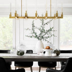 Modern Linear Round / linear Tubular Glass Chandelier for Dining Room / kitchen Island