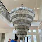Extra Large Round Cone Tiered Crystal Chandelier for Foyer / Entryway / living Room