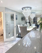 Modern Flush Mount Crystal Raindrop Chandelier for Living / dining Room
