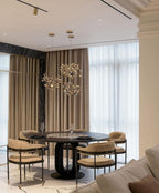 Nordic Modern Stainless Steel Round Decorative Chandelier for Dining Living Room Bar Cafe