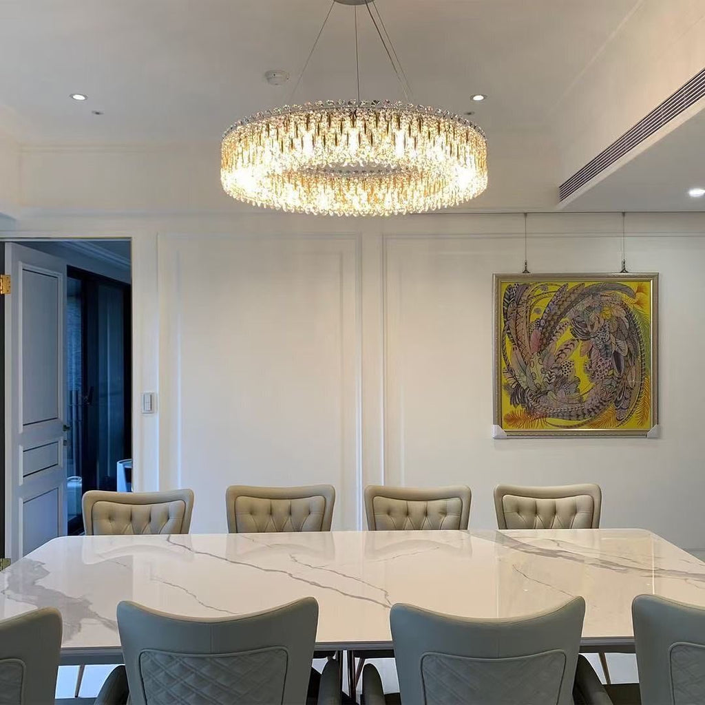 Light Luxury Crystal Beads Drum Collection Flush Mounted / rectangle / round Chandelier