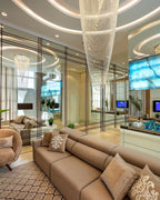 Extra Large Affordable Luxury Tiered Tassel Watefall Crystal Chandelier for Spiral Staircase / villa / hotel