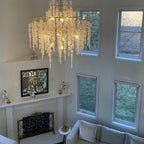 Light Luxury Silver Flower Branch Chandelier with Icicle Details