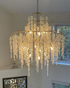 Light Luxury Silver Flower Branch Chandelier with Icicle Details