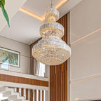 Golden Era Grand Cascade Clear Crystal Chandelier for High-Ceiling